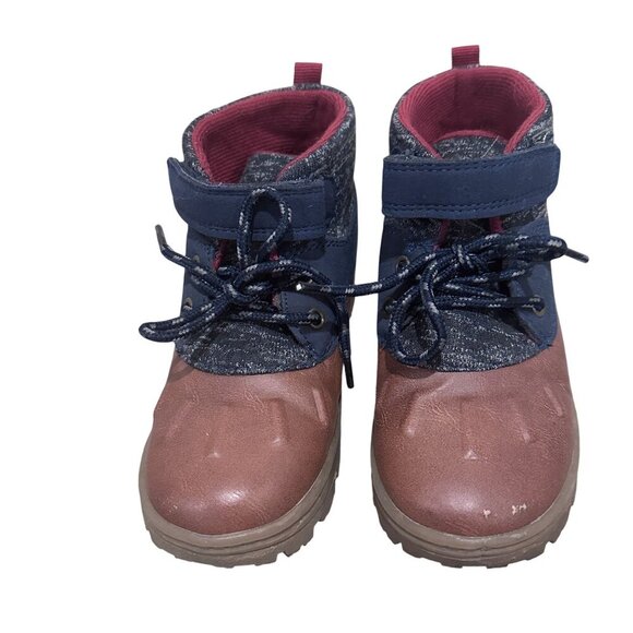 Carters Boots Rugged Lace Up w Strap Closure Textured Knit Upper Size Boy 11 M - Picture 12 of 16